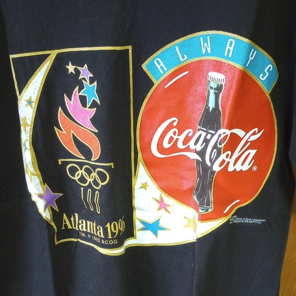 Hanes Beefy Tee, Medium. Olympics Atlanta 1996, Coca-Cola, Vintage Collectible